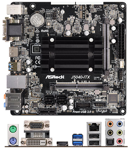 ASRock J5040-ITX (Intel Pentium Silver J5040 4x2.0Ghz, 4x SATA) [<b>FANLESS</b>]