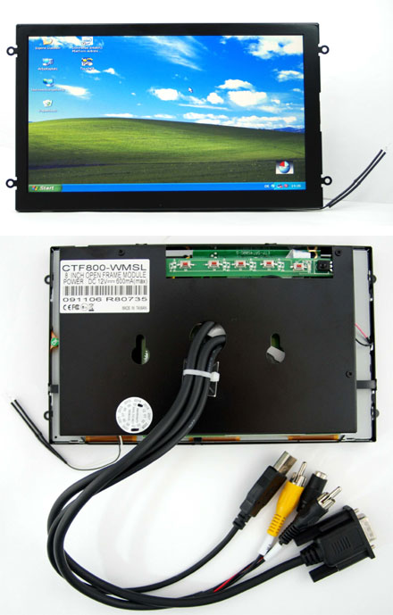 CTF800-<b>WMSL</b> - VGA 8.0" (16:9) TFT - Touchscreen USB - Video - <b>OPEN-FRAME</b> (<b>500 nits, LED Backlight</b>) <b>-TRANSFLEKTIV PRO-</b>