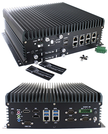 FleetPC-11-T1000 Car-PC (Intel Core i7-10700TE, NVIDIA Quadro T1000 GPU, 9-48V Automotive PSU, 10x LAN, 3x dP, 2x HDMI) [<b>FANLESS</b>]