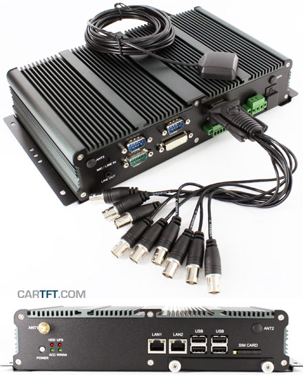 FleetPC-5-VID Mobile DVR Car-PC (AMD G-T56N 2x1.65Ghz, 2GB RAM, Autostart-Controller, 9-36V Automotive PSU, GPS, 4x Channel Video) [<b>FANLESS</b>]