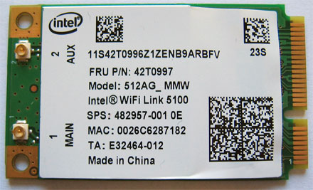 Wireless LAN Mini-PCI Express [Intel 5100] (54 Mbit)