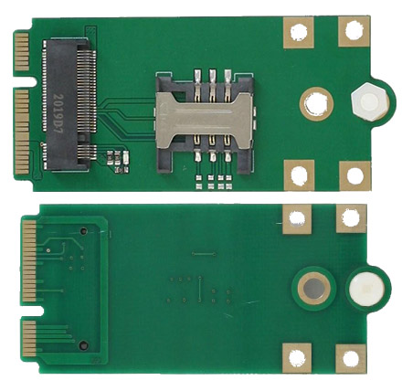 NGFF (M.2) WWAN/LTE/3G/4G/5G to Mini-PCIe module (internal, with SIM-slot) [ 3G / 4G / 5G / ]