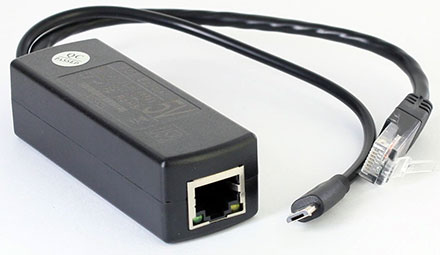POE Injector/Splitter (POE IEEE 802.3af/at zu Micro-USB 5V/2.4A + LAN) [fr z.b. Raspberry Pi B/B+/2/3]