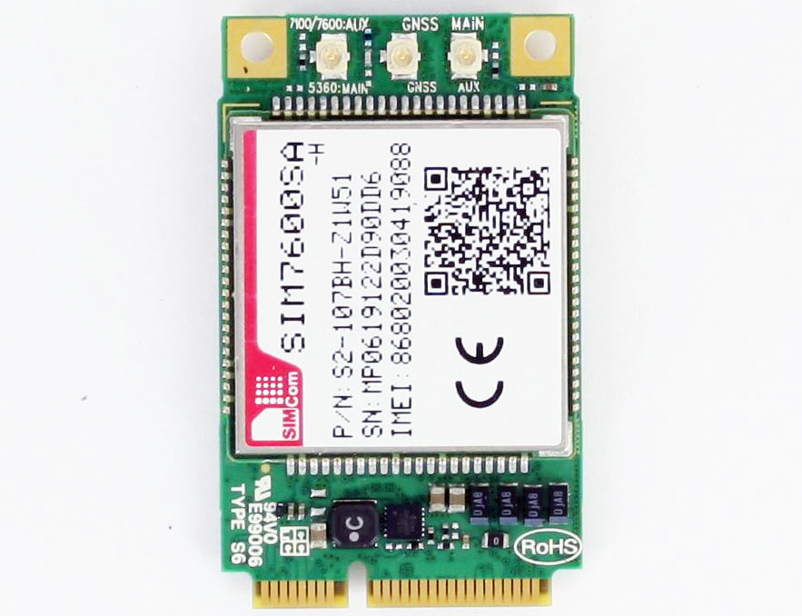 HSPA / UMTS / EDGE / <b>LTE 4G</b> Mini-PCIe Modem (Simcom SIM7600SA-H) [LTE Australia, South America]