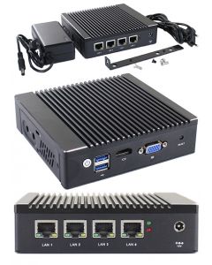 MPC-4LAN-N3700 MiniPC (Intel Pentium N3700, 4x Intel I225-V 2.5GbE LAN) [ FANLESS ]